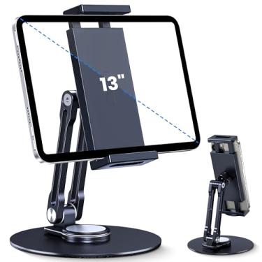 Imagem de Lucrave Suporte de tablet para iPad, ajustável com base giratória 360 para mesa, suporte giratório de alumínio para tablet compatível com iPad Air, Mini, 10.2, 9.7, Pro 11/13 e mais
