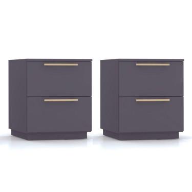 Imagem de Kit 2 Mesas De Cabeceira Dubai 2 Gavetas Alasca Vr