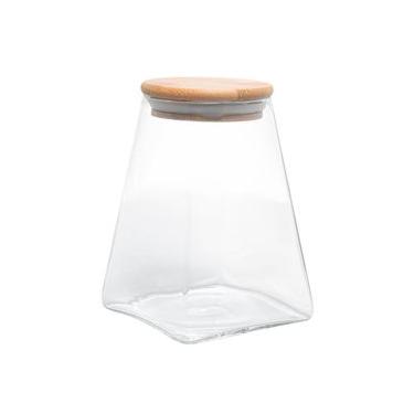 Imagem de Porta Mantimento De Vidro Com Tampa De Bambu 950Ml