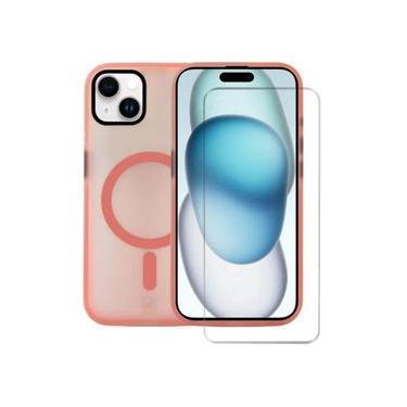 Imagem de Kit Capa Magsafe Pro Rosa e Pelicula Nano Vidro para iPhone 15 Plus - Gshield