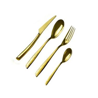 Imagem de Jogo 24 Pçs Talheres Decorado Cozinha Dourado Vento Bugatti