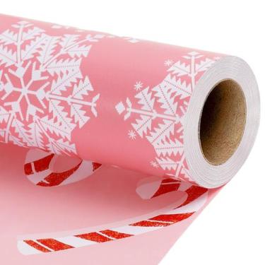 Imagem de Rolo de papel de embrulho de Natal LaRibbons reversível 17x10m
