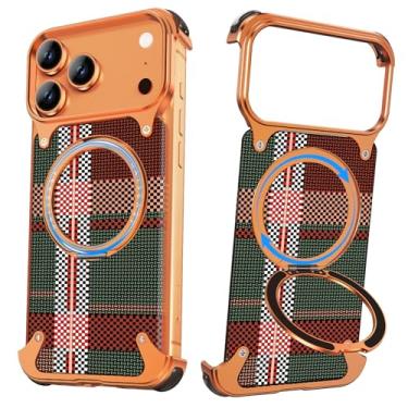 Imagem de NIFBANG Capa para iPhone 17 Pro Max com suporte, suporte magnético de 360°, capa protetora de fibra de aramida Kevlar sem moldura, à prova de arranhões, à prova de choque, para iPhone 17 Pro Max bisel
