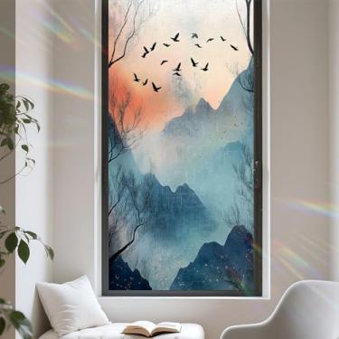 Imagem de Película de privacidade para janela, design de vitral com aderência estática, proteção solar, não adesiva, capa removível para escritório doméstico 43 x 100 cm (nº 11)