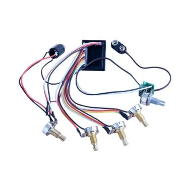 Imagem de JunZheHub Circuito de Pré-amplificador para Baixo Elétrico, Peça de Reposição, Pré-cabeado para Captadores de Baixo Ativos E Passivos, 2 Bandas