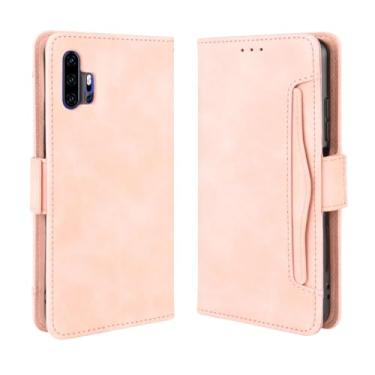 Imagem de Capa para Umidigi F2,Retro magnético Flip Case,Design de carteira de couro PU com slots de cartão removíveis -Pink