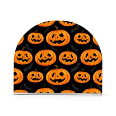 Imagem de JUZIHAI Abóboras de Halloween Porta-guardanapos para mesa Dispensador de guardanapo de acrílico para mesa Suporte de lenços independente para cozinha sala de jantar bar festa decoração de casa