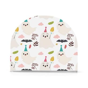 Imagem de JUZIHAI Porta-guardanapos para mesa, Happy Ghosts Halloween Party Dispensador de guardanapo de acrílico, suporte de lenços de mesa independente para cozinha, jantar, bar, festa, decoração de casa