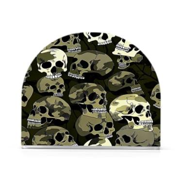 Imagem de Qilmy Porta-guardanapos de acrílico de caveira camuflada, suporte de guardanapo de coquetel de plástico transparente para mesas de restaurante de cozinha, 2 peças