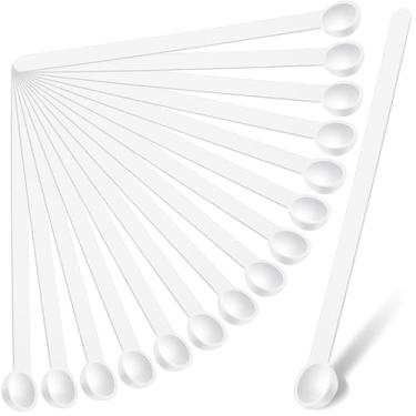Imagem de 1/32 colher de chá micro colheres de 150 miligramas, mini colheres medidoras de plástico para medir cosméticos, pós, glitter e temperos (branco, 16 peças)