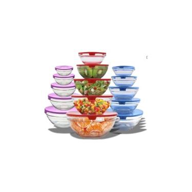 Imagem de Conjunto 5 Potes de Vidro com Tampa Plástica, Capacidades 120ml a 900ml, Empilháveis, Transparente, para Armazenamento de Alimentos
