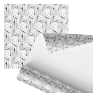 Imagem de Papel de Parede 3D Geométrico Hexagonal Branco, Design Moderno, 2,80