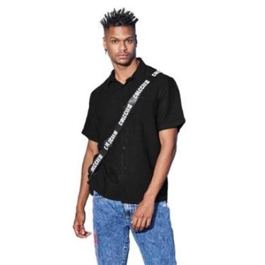 Imagem de Camisa Colcci Masculina Manga Curta Linho Relax Preta-Masculino