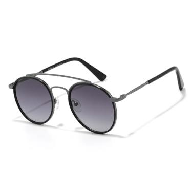 Imagem de JRLLFD Óculos de sol vintage redondos steampunk para homens e mulheres, redondos, polarizados, fashion, metal para dirigir (C3 cinza-arma)