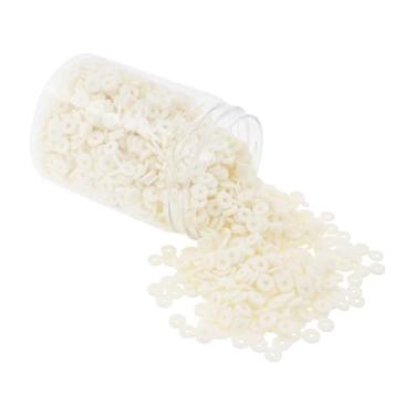 Imagem de Mandala Crafts Kit de contas de argila de polímero branco de 4 mm para pulseiras da amizade - 6000 contas de disco brancas Heishi para fabricação de joias, espaçadores redondos - contas planas para