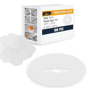 Imagem de ALBO Placas de proteção do sistema de nivelamento de azulejos – 100 peças – Protetores transparentes e resistentes a arranhões para instalação profissional de piso e parede compatíveis com kits