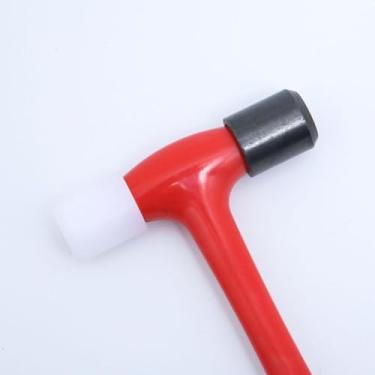 Imagem de Martelo de cabeça dupla de plástico para reparo de relógio e modelo leve alça antiderrapante vermelha grande