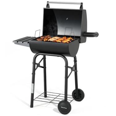 Imagem de MASTER COOK Grelhadores de carvão de 76 cm com mesas laterais dobráveis, churrasqueira de fumaça ao ar livre para acampamento, pátio, festa no quintal, piquenique, jardim, preto