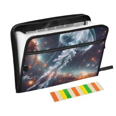 Imagem de Pastas de arquivo expansíveis de água-viva deslumbrante no espaço A4 Pasta sanfonada de documentos em papel para tamanho carta e tamanho A4 para material de escritório escolar