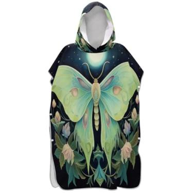 Imagem de Joisal Poncho de surfe trocador roupão adulto praia com capuz toalha de banho plus size borboleta verde flor ponchos femininos com capuz