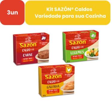 Imagem de Kit 3 Caldos Em Pó Sazón - Carne, Galinha E Legumes