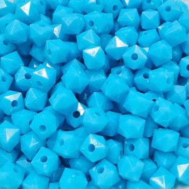 Imagem de Quadrado Acrílico Passante Leitoso, 8x8mm, 100g, Azul Claro