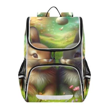 Imagem de Kids Backpack Girls Student Back to School Bags Cute Cute Rabbits Colorful Easter Garden Bookbags Elementary School Boys Backpacks Animal Capacity 18L