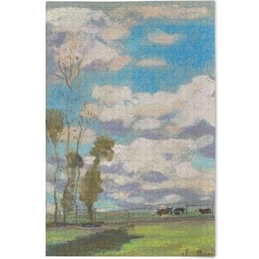 Imagem de Quebra-cabeça adulto pintura gato branco 500 peças arte animal flor arte arte prima presentes personalizados para amantes de quebra-cabeça, 52 cm x 37,8 cm