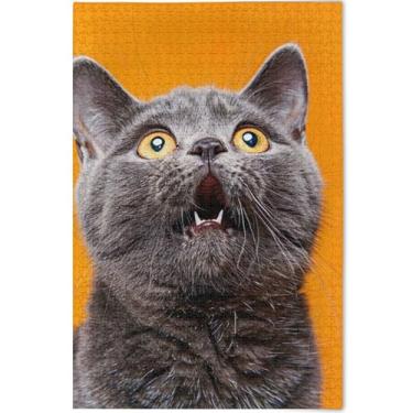 Imagem de Quebra-cabeça de gato de pelo curto britânico personalizado 1000 peças arte colorida animal adulto legal Prime quebra-cabeças família amantes presentes, 75 cm x 50 cm