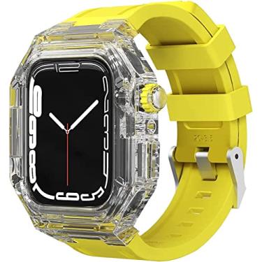 Imagem de MGTCAR Protetor transparente 40/41/44/45 mm pulseira de substituição de borracha, para Apple Watch Band 8 7 6 5 4, upgrade militar pulseira masculina PC bumper case acessórios esportivos (cor: Tr-y, tamanho: 41mm)