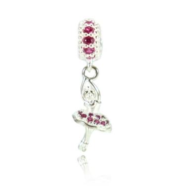 Imagem de Berloque Charms Prata Legitima 925 Bailarina Cravejada  - Lojas La&Amp