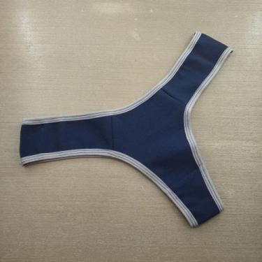 Imagem de Tanga Fio Cotton Lisa Cor:Viés Chocolate/ Azul MarinhoTamanho:M - Tern