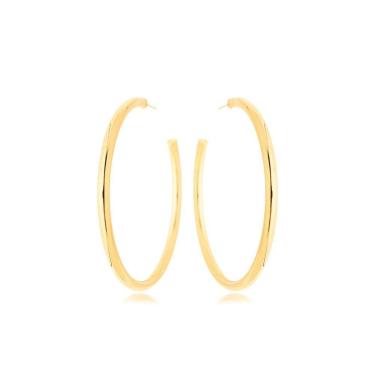 Imagem de Brinco Argola Lisa Tarraxa Banhada A Ouro 18k