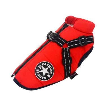 Imagem de Jaqueta Grande Impermeável Para Cães De Inverno Com Arnês, Casaco Quen