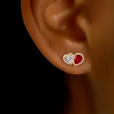 Imagem de 1 par de brincos de gota de água envolventes em formato de coração elegante para mulheres, joias modernas, brincos femininos encantadores, presentes de Natal finos, Gold, Cobre, Sem pedra preciosa