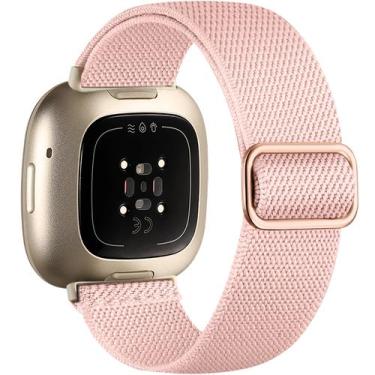 Imagem de Pulseiras de relógio Maledan Stretchy Band para Fitbit Versa 3 rosa