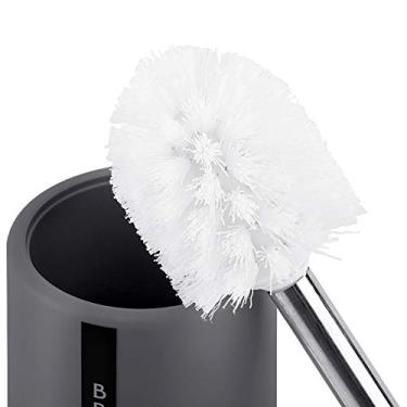 Imagem de Acouto Conjunto de Escova de Vaso Sanitário Premium Com Suporte - Cabo Inoxidável Atualizado, Limpeza de Cerdas Macias e Flexíveis, Banheiros Elegantes Com Design Cinza - Compacto e para Armazenar,