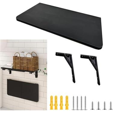 Imagem de Mesa flutuante para laptop disponível em três cores, mesa dobrável para lavanderia, mesa dobrável montada na parede, mesa suspensa para lavanderia, escritório em casa, cozinha, banheiro (preto, 40 30