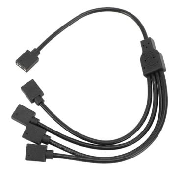 Imagem de ASHATA Cabo Divisor ARGB, Cabo de Extensão Divisor RGB Endereçável de 1 a 4 5V 3 Pinos Com Conectores Macho para Cooler de CPU de Chassi de Computador e Ventiladores ARGB de 5V (Preto)