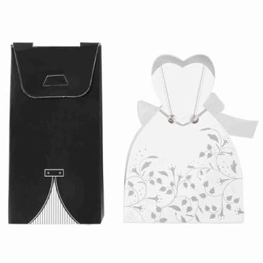 Imagem de Phefop Elegante Caixa de Doces de Papelão Romântico, Design Elegante, Fácil Montagem para Lembrancinhas de Casamento, Ideal para Chás de Panela e Recepções (Smoking)