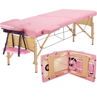Imagem de Mesa de massagem Yaheetech Cama de spa portátil ajustável rosa
