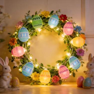 Imagem de Luzes de Páscoa, decorações de mola de ovo - Luzes de corda de ovo pastel, 20 lâmpadas de LED com plugue USB, 1,8 m à prova d'água para ambientes internos e externos, jardim doméstico, decoração de