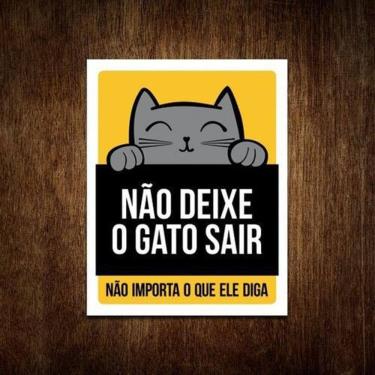 Imagem de Placa Não Deixe O Gato Sair Não Importa  Amarelo  36X46