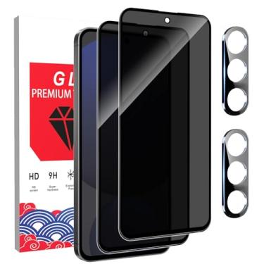 Imagem de OWMGTS Pacote com 2 protetores de tela de privacidade para Samsung Galaxy S25 FE 5G + 2 pacotes de protetor de lente de câmera, dureza 9H, resistente a arranhões, antiespião, desbloqueio de impressões