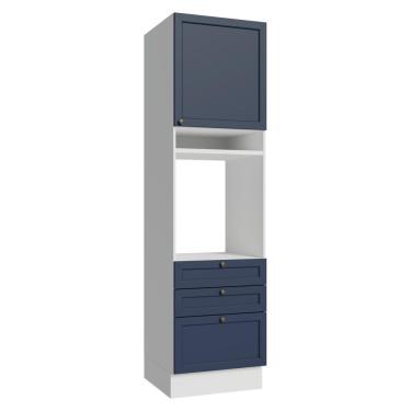 Imagem de Torre Quente 60 Cm 1 Porta 3 Gavetas Branco/azul Vik Madesa Branco/azul
