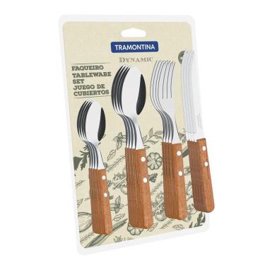 Imagem de Faqueiro 16 Peças Com Laminas De Aço Inox E Cabos De Madeira Tramontina Dynamic Natural Tramontina