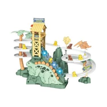 Imagem de Carrinho De Brinquedo Elétrico Dinossauro Para Crianças Com Pista Dupl