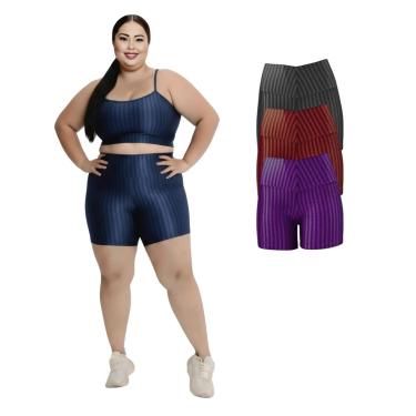 Imagem de Kit 3 Short Legging 3D Academia Fitness Feminino Plus Size-Feminino