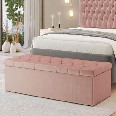 Imagem de Calçadeira Baú Sagitarius em Veludo para Cama Box Casal Queen 160cm