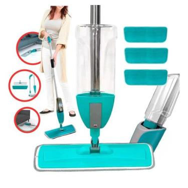 Imagem de Kit 3 Refil Rodo Mop Spray Giratório 360 Limpeza Piso Vidro - Congratu
